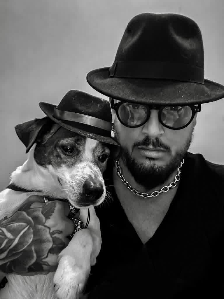 Eran Yerushalmi (CHIEF) with his dog, personal artist portrait