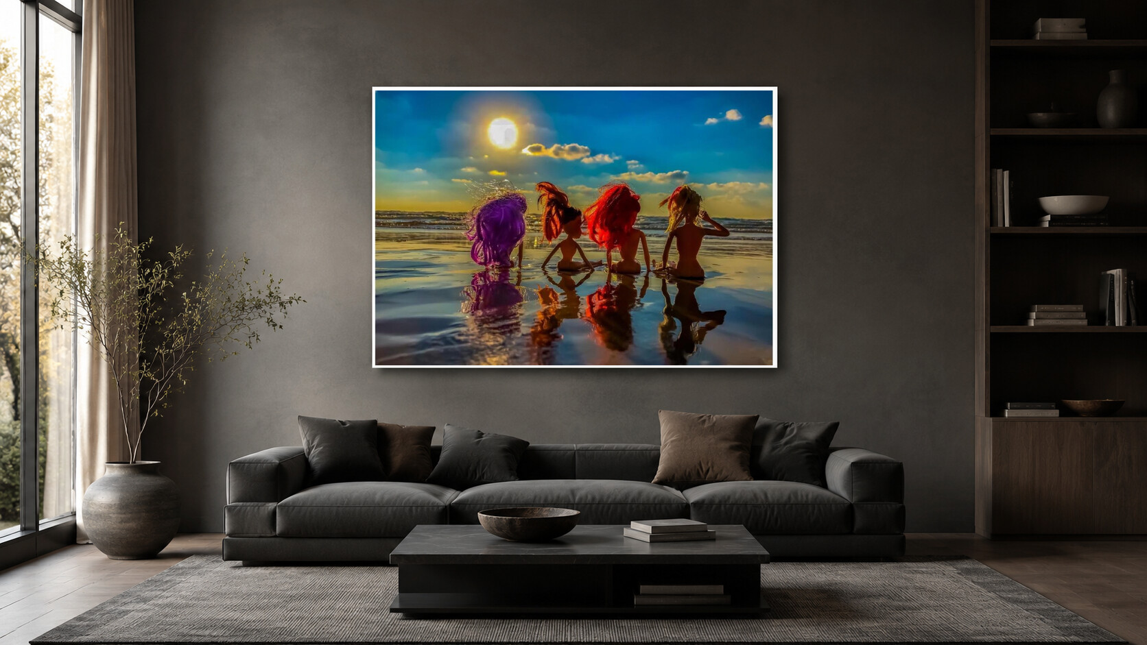 Sisters of the Sun displayed in a contemporary living room