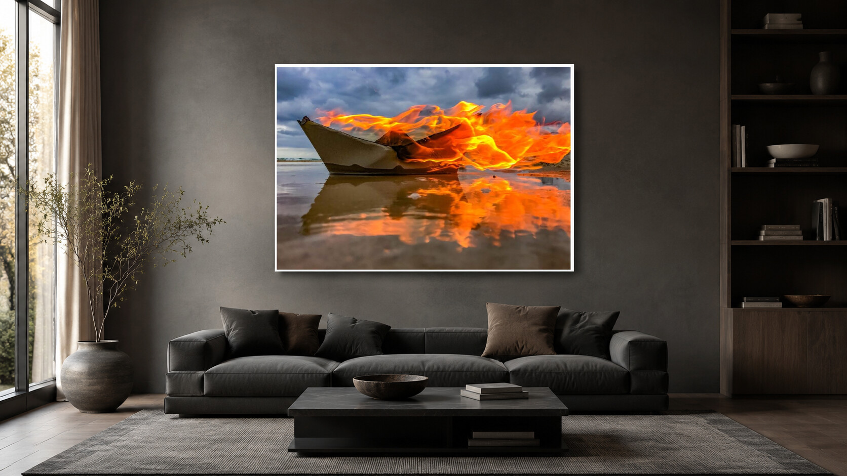 Burning Twice displayed in a contemporary living room