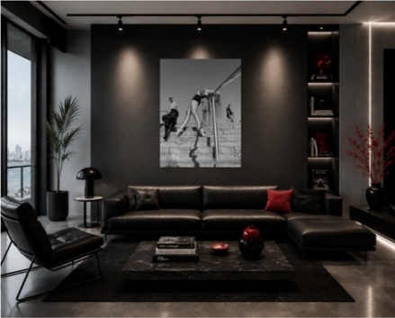 The World Around Her displayed in a dark collector interior